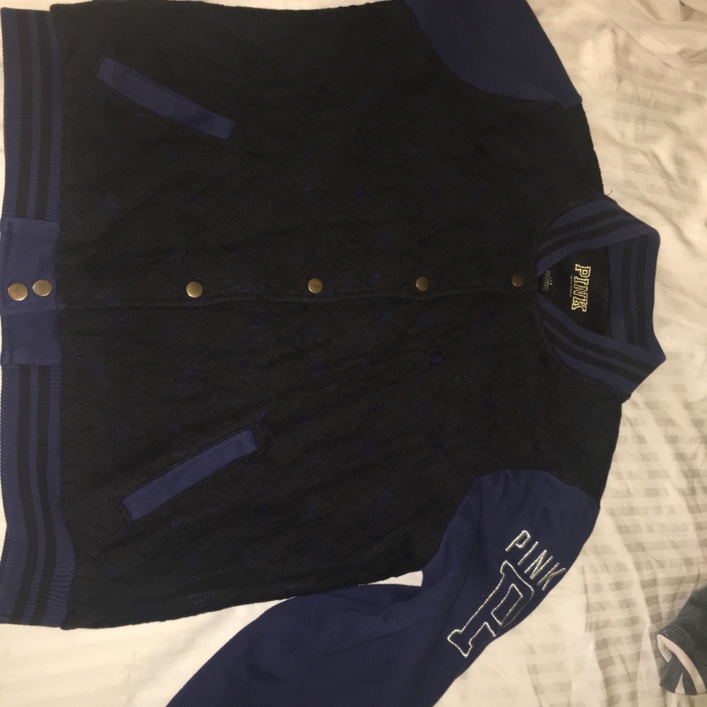 VS PINK pink varsity jacket